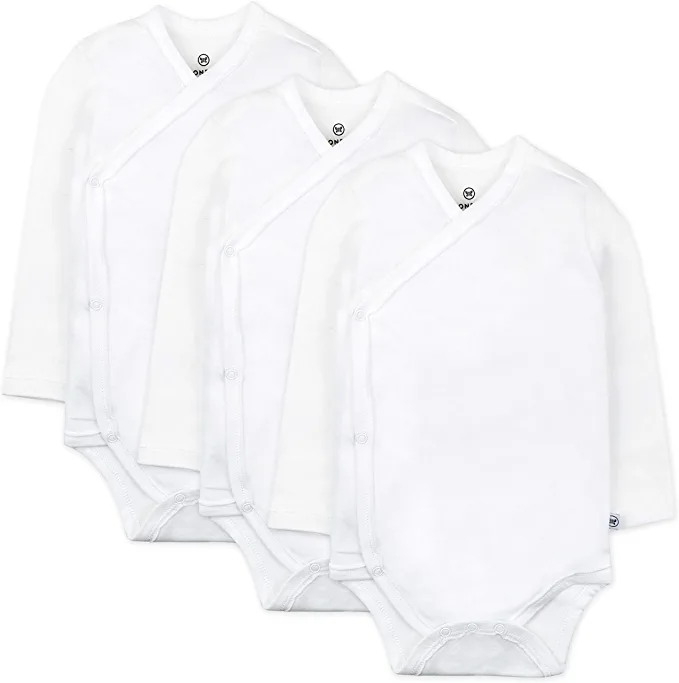 3-Pack Organic Cotton Long Sleeve Side-snap Kimono Bodysuits