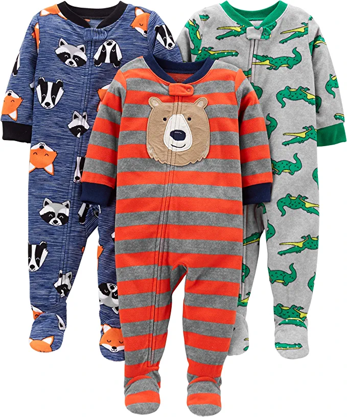 Toddlers and Baby Boys' Loose-Fit Flame Resistant Fleece Footed Pajamas